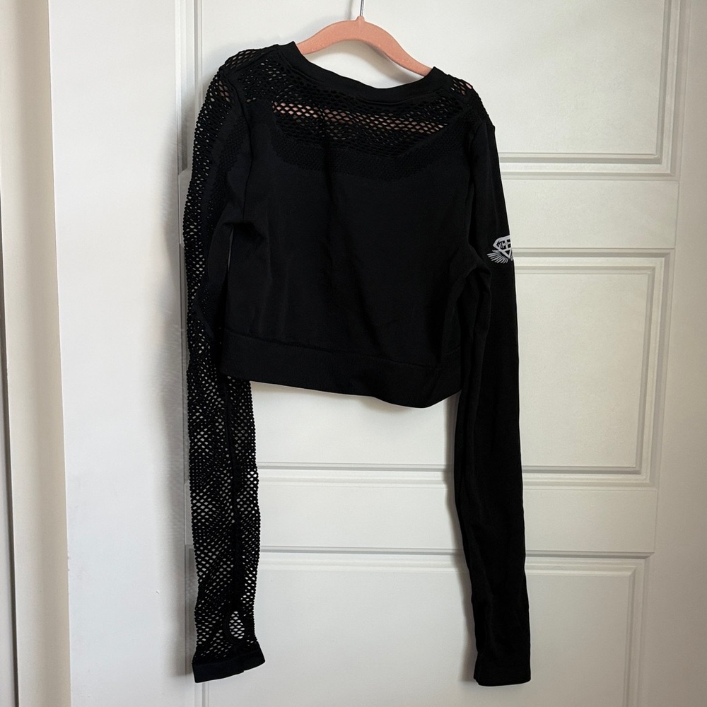 Black Mesh Sleeve Sweatshirt